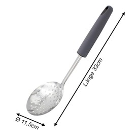 mucHome Professional Skimmer Stainless Steel 33 cm Skimmer Ladle with Rubberised Handle Dishwasher Safe