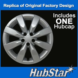 HubStar Replacement for Toyota Corolla 2014, 2015, 2016 Hubcap, Premium Quality Sturdy 16-inch Silver Wheel Cover (1 Piece)