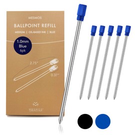 MESMOS Ballpoint Pen Refills 2.75inch (7cm) Pen Refills 1.0mm Medium Tip,Pen Replacement Cartridges Twist Pens and Crystal Ball Point Pens, fits The Mesmos Glorious Pen Set. (Blue Ink)