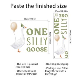 One Silly Goose Decal - First Goose Birthday Decorations, Green Goose 1st Birthday Party Sticker for Boys, One Silly Goose Gender Reveal Sign Party Photo Props (Goose Decal)