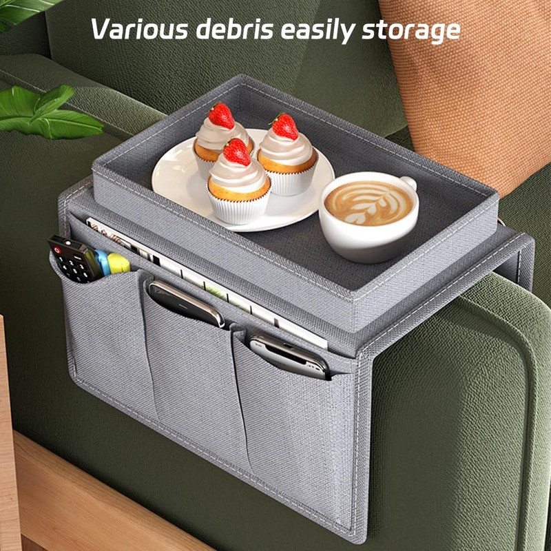 2 Pack Couch Arm Caddy, Armchair caddy with Tray, Sofa