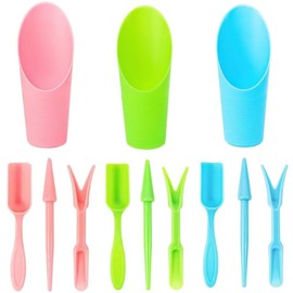 DACUAN 12 pcs PVC Succulent Soil Scoop,Succulent Care Plastic Kit, Colorful Mini Garden Tool Set for Flower Succulent Planting,Transplanting,Weeding