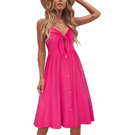 VOTEPRETTY Women's Summer Dresses Sundresses Beach Clothes Outfit Vacation 2024 V Party Graduation Homecoming Casual Tropical Prom Bride Shower Plus Size Resort Wear Hawai Spring Cruise Rose Pink Hot