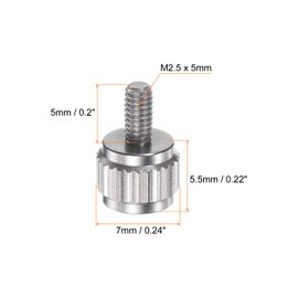 sourcing map 4pcs Vernier Calipers Locking Screws M2.5x5mm Round Flat Head Knurled Thumb Knob Bolts
