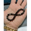 RAYON SILVER Obsidian Bead Bracelet for Men or Women Stretch