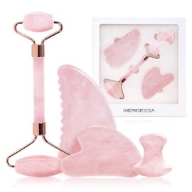 Juego de rodillo de jade y Gua Sha para cara, 4 herramientas de masaje facial natural, juego de belleza de drenaje linfático para deshinchar, reafirma