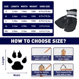 Dricar Dog Boots, Set of 4 Non-Slip Dog Shoes, Boots, Waterproof Protective Clothing for Dogs in Sizes Small, Medium and Large (Black, XXL)