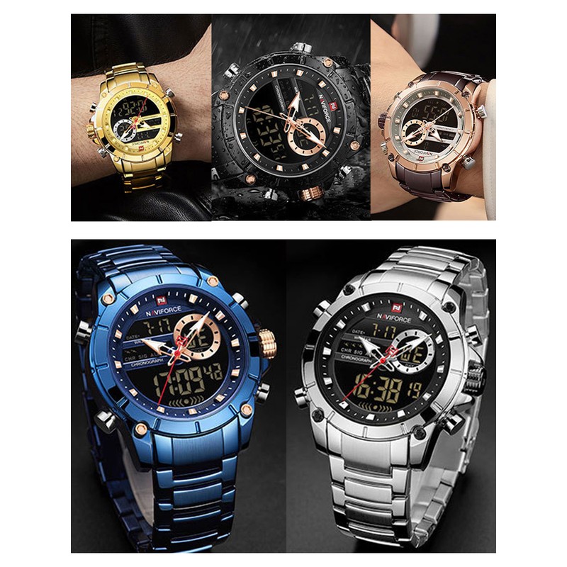 Men Watch Quartz Movement Digital Chronometer Analog Business Sports Casual