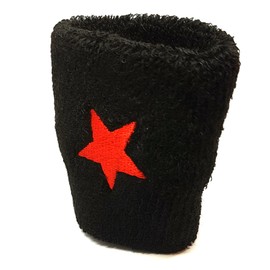 Vonchic Sport Sweatband Wrist Band Yoga Fitness Wristbands Sweatbands Black Red Star Logo 1Pair