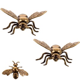 jarbins 2 Pieces Gold Bee Decor Mini Bee Figurines Vintage Brass Bee Statues Feng Shui Sculpture DIY Craft Insects for Home Office Desktop Decor Collectible