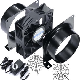4" Axial Exhaust Fan, 3000RPM 120mm DC12V Dual Ball Bearings Air Exhaust Fume Smoke Extractor Fan Kit for DIY Soldering, 3D Laser, Paint Booth (4" Duct Adapters, Mesh, Dimmer Included)