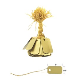 100 Pcs Elegant Jewelry String Tags Perfect for Gifts or Business (1" x 1/2" - 100 Pack, Gold)