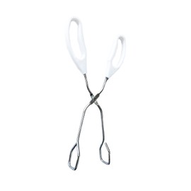 Cooking Concepts Scissor Tongs Cooking Kitchen Grilling Food Serving Barbecue Comfortable Ergonomic Grip Dishwasher Safe Beautiful Design (White), 10x2.75 in (CC-RW)