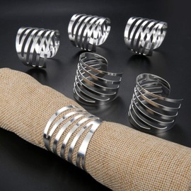 Napkin Rings Napkin Rings Set Metal Restaurant Table Decoration Napkin Holder for Commercial Reception Hotel Wedding Silver Set of 6