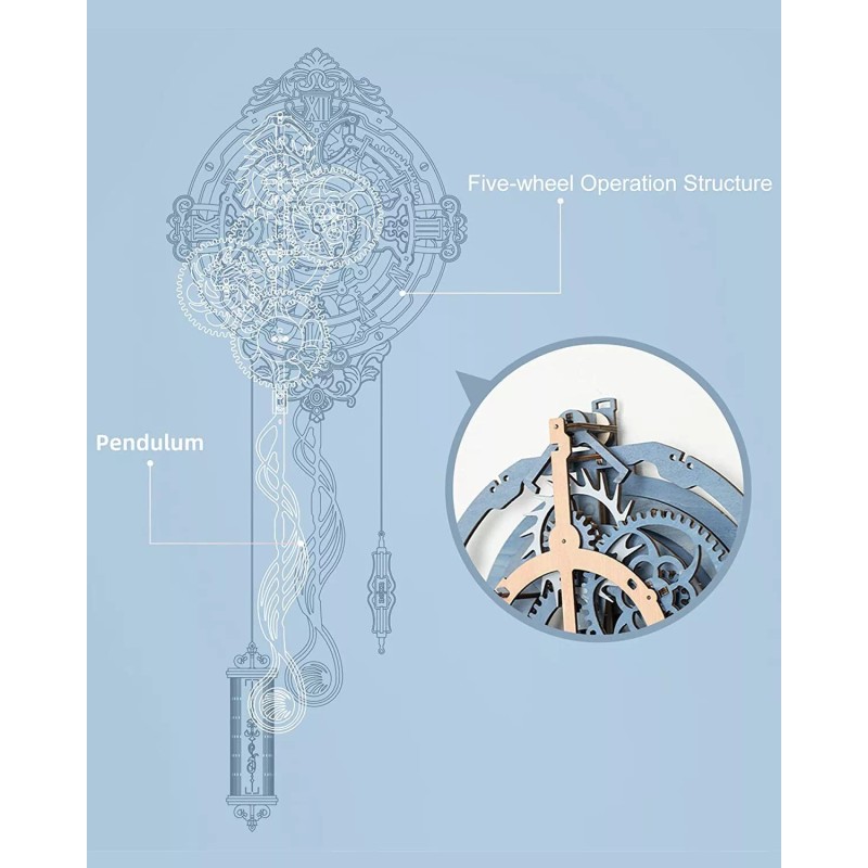 ROKR 3D Wooden Puzzles for Adults-DIY Wall Quartz Clock Kits