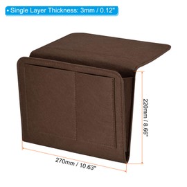 PATIKIL 11in Bedside Caddy, Bed Caddy Bedside Organizer Hanging Soft Felt 5 Pockets Bed Pockets Bedside Storage Organizer Remote Control Holder for Bedroom Phones Glasses, Brown
