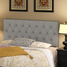 Furpopup Upholstered Headboard Full Wall Mounted Headboard for Adjustable Bed Linen Height Adjustable Solid Wood Head Board Full Easy Assembly for Bedroom, Dormitory, Rental Room(Gray, Full)