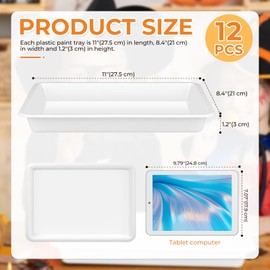 CZWESTC 12 PCS Plastic Paint Trays, Stackable White Art Tray for Building Blocks, Beads Sorting, DIY Projects, Painting, Small Craft Trays for Kids (11 x 8.2 Inch)