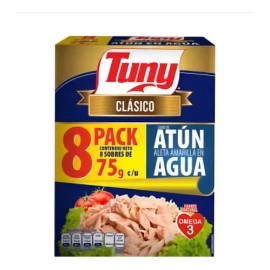 Atun En Trozos En Agua Tuny Clasico Paquete Con 8 Sobres De 75 Gr C/u
