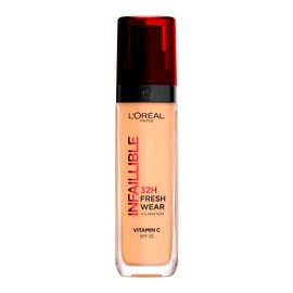 L'Oréal Paris Infallible 32H Freshwear Base de Maquillaje Líquida, Larga Duración y Alta Cobertura, Piel Luminosa al Instante Fórmula con Vitamina C, Tono 235, 30 ml