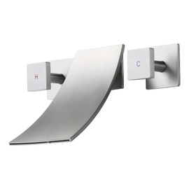 ALEASHA Waterfall Bathtub Faucet,Wall Mounted Tub Filler Bathroom Faucets,3 Hole Dual Handles Tub Faucet,High Flow Bathtub Faucets Rough-in Valve Included,Brushed Nickel