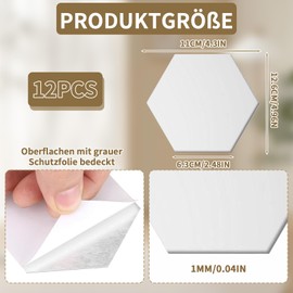 MOAZIFI Deko, 12 Stück Sechseck Acryl Spiegel, Wand Deko Für Zimmer, Schlafzimmer, Wohnzimmer, DIY Bastelprojekte, Selbstklebend, Sicher Und Leicht, Zimmer Deko