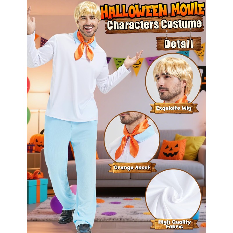 Mahoon Halloween Fred Costumes Cosplay, Azul & blanco, X-Large