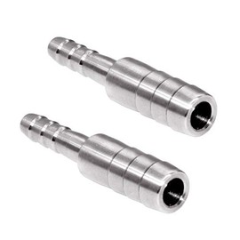 Beduan Stainless Steel Reducing Splicer Mender Barb, 3/8" to 1/4" Hose Barb, Reducer Barb Fitting Air Water Fuel Boat (Pack of 2)