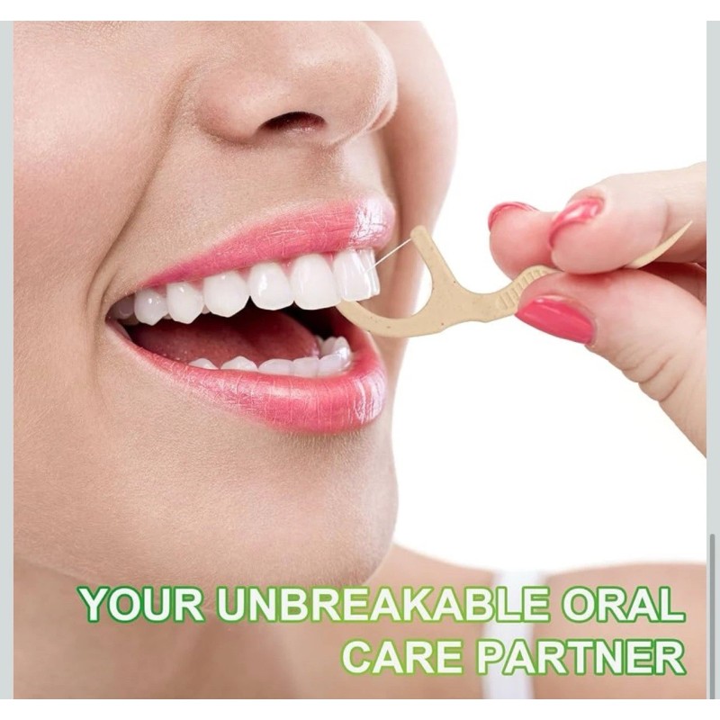 200 Count 4 Packs Biodegradable Dental Floss Picks, Eco-Friendly Plant-Based