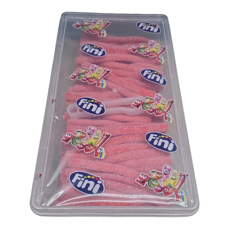 Fini Tuberoos Strawberry Sour Candy Strips 200 Pcs Net Wt