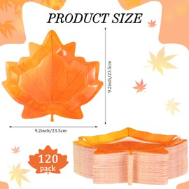 Umigy 120 Pcs Fall Paper Plates Thanksgiving Disposable Plates 9 Inch Maple Leaf Shaped Plate Thanksgiving Dessert Plates Autumn Dinner Plate for Thanksgiving Day Holiday Catering Events Fall Party
