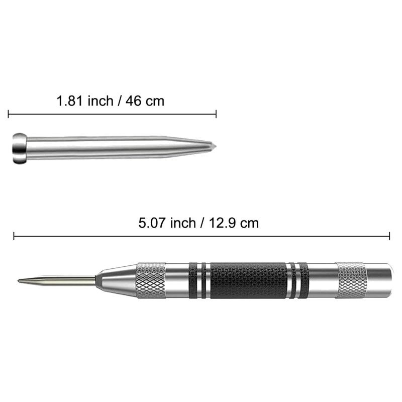 Automatic Centre Punch, Spring-Loaded Centre Punch with Adjustable One-Hand Spring