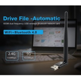 JAPOO RTL8821CU WiFi Wireless USB WiFi Adapter for Desktop PC and Laptop,WiFi + BT4.0 600Mbps High Gain Dual Band 3.5dBi Antenna 5G/2.4G WiFi Adapter,Supports Win XP/7/8/10 (with Antenna)
