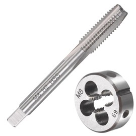 Saipor M8 x 1.25 Metric Tap and Die M8 x 1.25 mm HSS Tap and Die Right Thread Fine Thread Cutter Straight Fluted Tap Cutter