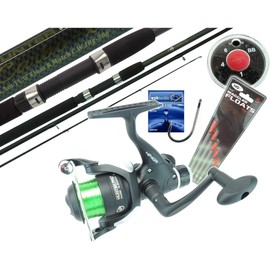 Complete Starter Fishing Kit. Hunter Pro 11ft Carbon Fishing Rod Rear Drag Reel & Tackle Set