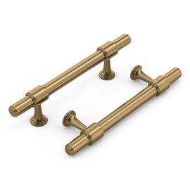 Haliwu 10 Pack Champagne Bronze Cabinet Pulls, 3 Inch Hole Center Drawer Pulls, Champagne Handles, Zinc & Aluminum Alloy Brushed Finish, Hardware for Bathroom and Kitchen