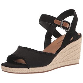 Lucky Brand womens Mindra Wedge Sandal, Black, 9 Wide US