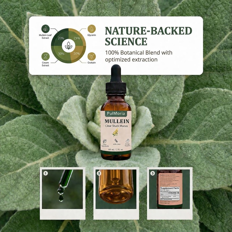 Pulmoria Clear Stuck Mucus, with Wild Mullein Extract, Cordyceps, Bromelain,