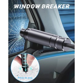 SINSEN Window Breaker Seat Belt Cutter, Car Safety Hammer Emergency Tool, One Second Escape Tool, Portable Kit, 2 Pack(Black+Red)