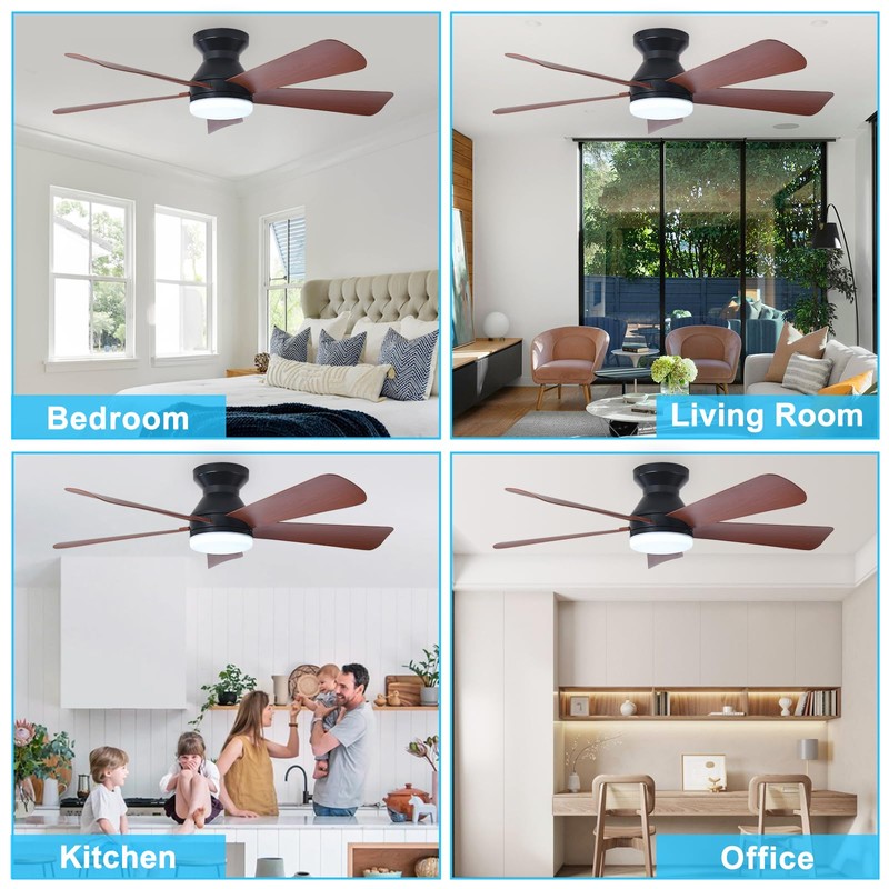Depuley Modern Ceiling Fan with Light: 42-Inch Black Small Fans