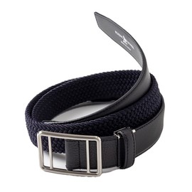 Flying Hose Mesh Belt, Stepless Adjustment, Stretchable, Horse Leather, Men's, Made in Japan, navy