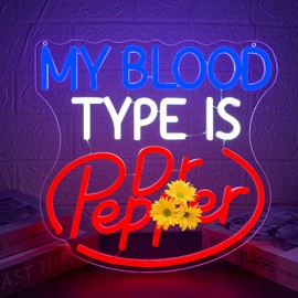 My Blood Type is Dr.P Neon Sign for Wall Décor USB Powerd Neon Light for Party Decor, Home Decor、Holiday Gifts Dimmable Led Sign for Bars,Man Cave(12.8”*12.4”)