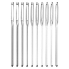 sourcing map 100Pcs Large Eye Needles, 2.36" 2mm High Carbon Iron Embroidery Thread Needle Sewing Blunt Needle Knitting Needles for Hand Sewing Art Crafts, Silver