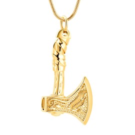 Cremation Jewelry Axe Necklace Amulet Pendant with Stainless Steel Chain Urn Necklace Pendant Keepsake Memorial Ashes