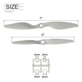 QUARKZMAN 6 x 4 Inch 7 x 5 Inch Propellers RC Propellers 2 Vane Blades Props Grey with Adapter Rings for Electric Aircraft Plane, Pack of 4