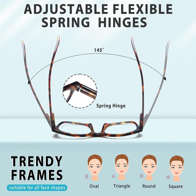 BLOEXCLU 6 Pack Reading Glasses for Women Men Blue Light