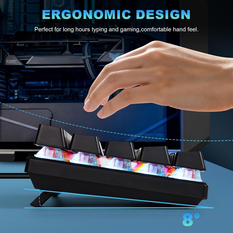 Gaozen 60% Wired Mechanical Gaming Keyboard RGB Backlit Anti-Ghosting Compact