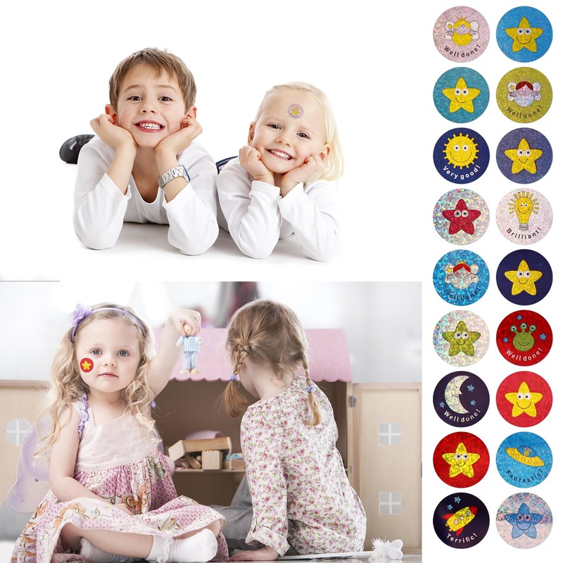 Hybsk Reward Stickers, 25mm Round, Alien Stars, 180 Sheets, Cute,