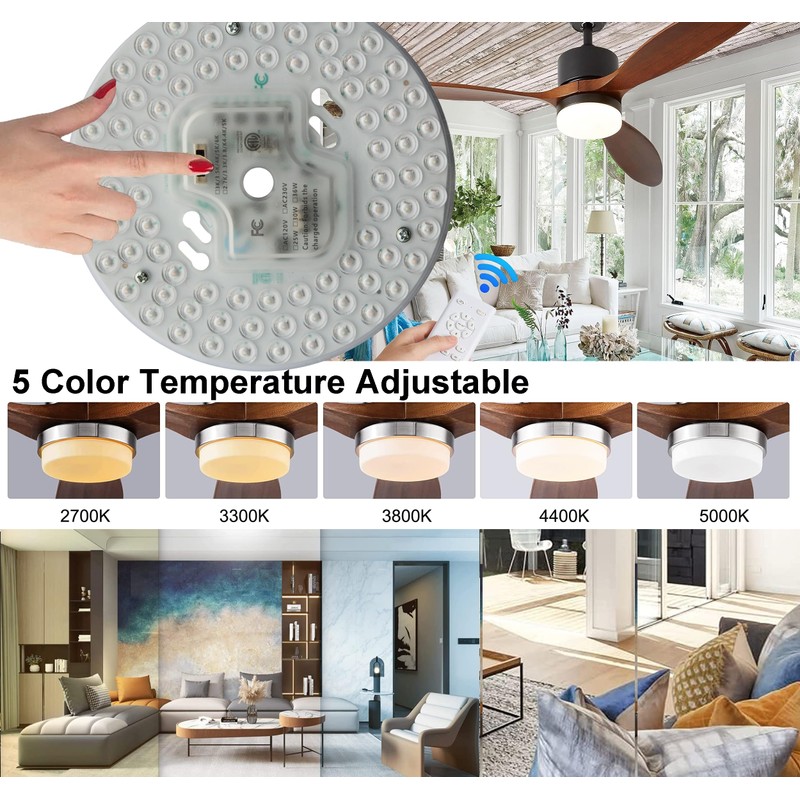 36W 5CCT Dimmable LED Ceiling Fan Flush Mount Light Engine