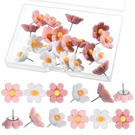 Giantree 20 Stück Blumige Pinnnadeln, Blumen Reißzwecken, Präzise Reißnägel Kreative Dekorative Pinnwand Nadeln Pinnadeln Niedliche Reißnägel für DIY Pinnwand Korktafel Fotowand Büro